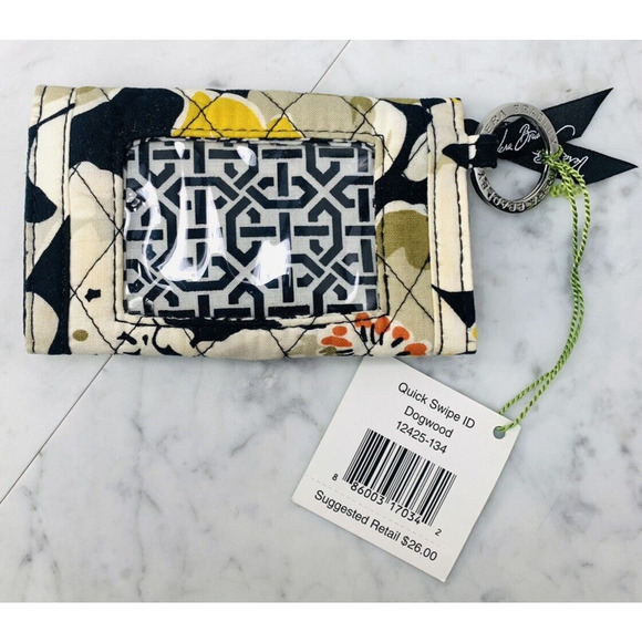 Vera Bradley Quick Swipe ID Dogwood Yellow Black Floral Wallet 12425-134 NWT - Picture 3 of 6